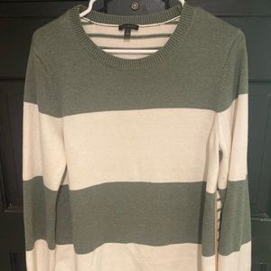 Talbots green and cream striped sweater
